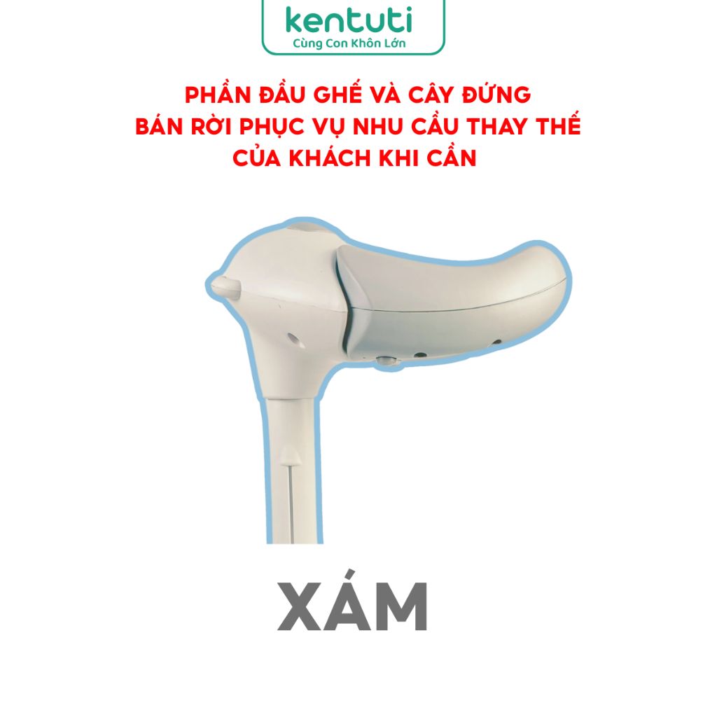 CHỈ LẮP ĐƯỢC CHO GHẾ TẮM CỦA KENTUTI, Phần đầu và cây đứng của ghế tắm loại không gấp gọn, gấp gọn